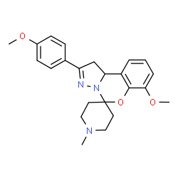 ChemSpider 2D Image | 7'-Methoxy-2'-(4-methoxyphenyl)-1-methyl-1',10b'-dihydrospiro[piperidine-4,5'-pyrazolo[1,5-c][1,3]benzoxazine] | C23H27N3O3