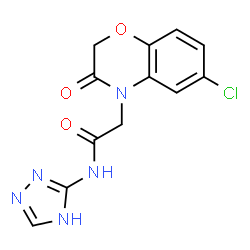ChemSpider 2D Image | 2-(6-Chloro-3-oxo-2,3-dihydro-4H-1,4-benzoxazin-4-yl)-N-(1H-1,2,4-triazol-3-yl)acetamide | C12H10ClN5O3