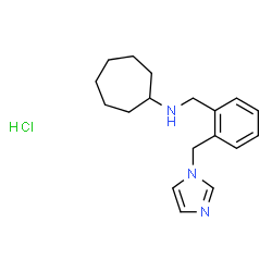 ChemSpider 2D Image | N-[2-(1H-Imidazol-1-ylmethyl)benzyl]cycloheptanamine hydrochloride (1:1) | C18H26ClN3