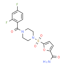 ChemSpider 2D Image | 5-{[4-(2,4-Difluorobenzoyl)-1-piperazinyl]sulfonyl}-2-furamide | C16H15F2N3O5S