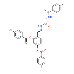 ChemSpider 2D Image | 4-[({[(4-Methylbenzoyl)amino]acetyl}hydrazono)methyl]-1,3-phenylene bis(4-chlorobenzoate) | C31H23Cl2N3O6