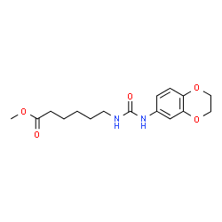 ChemSpider 2D Image | Methyl 6-[(2,3-dihydro-1,4-benzodioxin-6-ylcarbamoyl)amino]hexanoate | C16H22N2O5