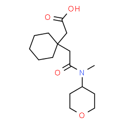 ChemSpider 2D Image | (1-{2-[Methyl(tetrahydro-2H-pyran-4-yl)amino]-2-oxoethyl}cyclohexyl)acetic acid | C16H27NO4