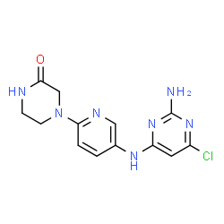 ChemSpider 2D Image | 4-{5-[(2-Amino-6-chloro-4-pyrimidinyl)amino]-2-pyridinyl}-2-piperazinone | C13H14ClN7O