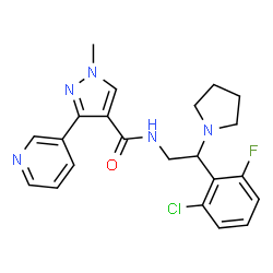 ChemSpider 2D Image | N-[2-(2-Chloro-6-fluorophenyl)-2-(1-pyrrolidinyl)ethyl]-1-methyl-3-(3-pyridinyl)-1H-pyrazole-4-carboxamide | C22H23ClFN5O
