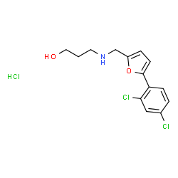 ChemSpider 2D Image | 3-({[5-(2,4-Dichlorophenyl)-2-furyl]methyl}amino)-1-propanol hydrochloride (1:1) | C14H16Cl3NO2