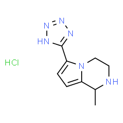 ChemSpider 2D Image | 1-Methyl-6-(1H-tetrazol-5-yl)-1,2,3,4-tetrahydropyrrolo[1,2-a]pyrazine hydrochloride (1:1) | C9H13ClN6