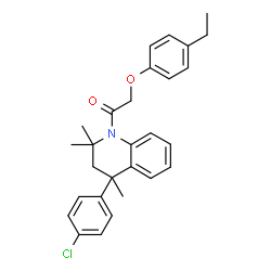 ChemSpider 2D Image | 1-[4-(4-chlorophenyl)-2,2,4-trimethyl-3H-quinolin-1-yl]-2-(4-ethylphenoxy)ethanone | C28H30ClNO2