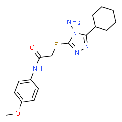 ChemSpider 2D Image | 2-[(4-Amino-5-cyclohexyl-4H-1,2,4-triazol-3-yl)sulfanyl]-N-(4-methoxyphenyl)acetamide | C17H23N5O2S