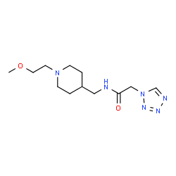 ChemSpider 2D Image | N-{[1-(2-Methoxyethyl)-4-piperidinyl]methyl}-2-(1H-tetrazol-1-yl)acetamide | C12H22N6O2