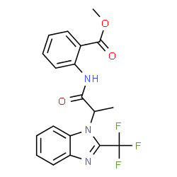 ChemSpider 2D Image | Methyl 2-({2-[2-(trifluoromethyl)-1H-benzimidazol-1-yl]propanoyl}amino)benzoate | C19H16F3N3O3