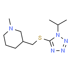 ChemSpider 2D Image | 3-{[(1-Isopropyl-1H-tetrazol-5-yl)sulfanyl]methyl}-1-methylpiperidine | C11H21N5S