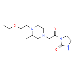 ChemSpider 2D Image | 1-{[4-(2-Ethoxyethyl)-3-methyl-1-piperazinyl]acetyl}-2-imidazolidinone | C14H26N4O3