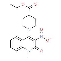 ChemSpider 2D Image | Ethyl 1-(1-methyl-3-nitro-2-oxo-1,2-dihydro-4-quinolinyl)-4-piperidinecarboxylate | C18H21N3O5