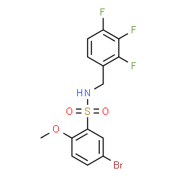 ChemSpider 2D Image | 5-Bromo-2-methoxy-N-(2,3,4-trifluorobenzyl)benzenesulfonamide | C14H11BrF3NO3S