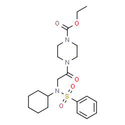 ChemSpider 2D Image | Ethyl 4-[N-cyclohexyl-N-(phenylsulfonyl)glycyl]-1-piperazinecarboxylate | C21H31N3O5S