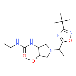 ChemSpider 2D Image | 1-Ethyl-3-[(4S)-4-methoxy-1-{1-[3-(2-methyl-2-propanyl)-1,2,4-oxadiazol-5-yl]ethyl}-3-pyrrolidinyl]urea | C16H29N5O3