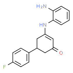 ChemSpider 2D Image | 3-[(2-Aminophenyl)amino]-5-(4-fluorophenyl)-2-cyclohexen-1-one | C18H17FN2O