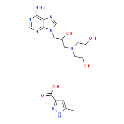 ChemSpider 2D Image | 5-Methyl-1H-pyrazole-3-carboxylic acid - 1-(6-amino-9H-purin-9-yl)-3-[bis(2-hydroxyethyl)amino]-2-propanol (1:1) | C17H26N8O5