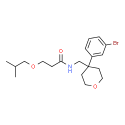 ChemSpider 2D Image | N-{[4-(3-Bromophenyl)tetrahydro-2H-pyran-4-yl]methyl}-3-isobutoxypropanamide | C19H28BrNO3