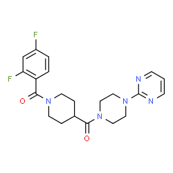 ChemSpider 2D Image | [1-(2,4-Difluorobenzoyl)-4-piperidinyl][4-(2-pyrimidinyl)-1-piperazinyl]methanone | C21H23F2N5O2
