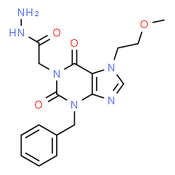 ChemSpider 2D Image | 2-[3-Benzyl-7-(2-methoxyethyl)-2,6-dioxo-2,3,6,7-tetrahydro-1H-purin-1-yl]acetohydrazide | C17H20N6O4