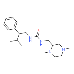 ChemSpider 2D Image | 1-[(1,4-Dimethyl-2-piperazinyl)methyl]-3-(3-methyl-2-phenylbutyl)urea | C19H32N4O