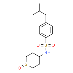 ChemSpider 2D Image | 4-Isobutyl-N-(1-oxidotetrahydro-2H-thiopyran-4-yl)benzenesulfonamide | C15H23NO3S2