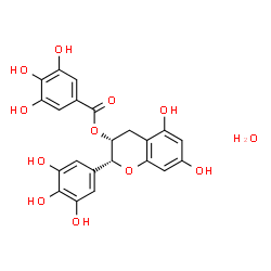 ChemSpider 2D Image | (2R,3R)-5,7-Dihydroxy-2-(3,4,5-trihydroxyphenyl)-3,4-dihydro-2H-chromen-3-yl 3,4,5-trihydroxybenzoate hydrate (1:1) | C22H20O12