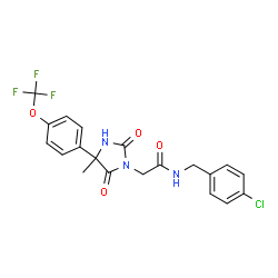 ChemSpider 2D Image | N-(4-Chlorobenzyl)-2-{4-methyl-2,5-dioxo-4-[4-(trifluoromethoxy)phenyl]-1-imidazolidinyl}acetamide | C20H17ClF3N3O4
