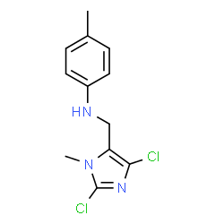 ChemSpider 2D Image | N-[(2,4-Dichloro-1-methyl-1H-imidazol-5-yl)methyl]-4-methylaniline | C12H13Cl2N3
