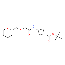 ChemSpider 2D Image | 2-Methyl-2-propanyl 3-{[2-(tetrahydro-2H-pyran-2-ylmethoxy)propanoyl]amino}-1-azetidinecarboxylate | C17H30N2O5