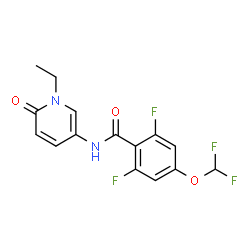 ChemSpider 2D Image | 4-(Difluoromethoxy)-N-(1-ethyl-6-oxo-1,6-dihydro-3-pyridinyl)-2,6-difluorobenzamide | C15H12F4N2O3