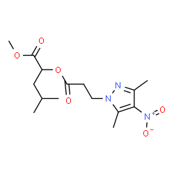 ChemSpider 2D Image | Methyl 2-{[3-(3,5-dimethyl-4-nitro-1H-pyrazol-1-yl)propanoyl]oxy}-4-methylpentanoate | C15H23N3O6