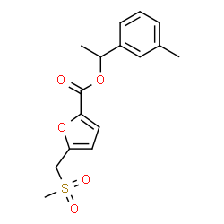 ChemSpider 2D Image | 1-(3-Methylphenyl)ethyl 5-[(methylsulfonyl)methyl]-2-furoate | C16H18O5S