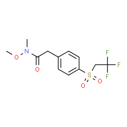 ChemSpider 2D Image | N-Methoxy-N-methyl-2-{4-[(2,2,2-trifluoroethyl)sulfonyl]phenyl}acetamide | C12H14F3NO4S