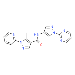 ChemSpider 2D Image | 5-Methyl-1-(2-pyridinyl)-N-[1-(2-pyrimidinyl)-1H-pyrazol-4-yl]-1H-pyrazole-4-carboxamide | C17H14N8O