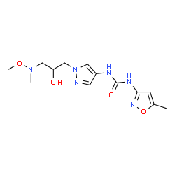 ChemSpider 2D Image | 1-(1-{2-Hydroxy-3-[methoxy(methyl)amino]propyl}-1H-pyrazol-4-yl)-3-(5-methyl-1,2-oxazol-3-yl)urea | C13H20N6O4