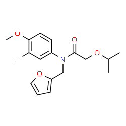 ChemSpider 2D Image | N-(3-Fluoro-4-methoxyphenyl)-N-(2-furylmethyl)-2-isopropoxyacetamide | C17H20FNO4