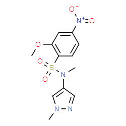 ChemSpider 2D Image | 2-Methoxy-N-methyl-N-(1-methyl-1H-pyrazol-4-yl)-4-nitrobenzenesulfonamide | C12H14N4O5S