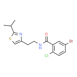ChemSpider 2D Image | 5-Bromo-2-chloro-N-[2-(2-isopropyl-1,3-thiazol-4-yl)ethyl]benzamide | C15H16BrClN2OS
