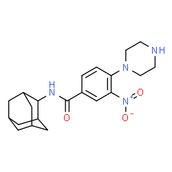 ChemSpider 2D Image | N-(Adamantan-2-yl)-3-nitro-4-(1-piperazinyl)benzamide | C21H28N4O3