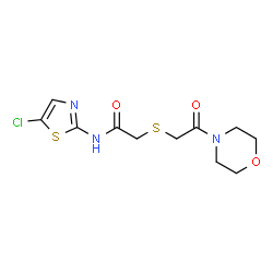 ChemSpider 2D Image | N-(5-Chloro-1,3-thiazol-2-yl)-2-{[2-(4-morpholinyl)-2-oxoethyl]sulfanyl}acetamide | C11H14ClN3O3S2