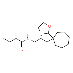 ChemSpider 2D Image | N-{3-[1-(1,3-Dioxolan-2-yl)cycloheptyl]propyl}-2-methylbutanamide | C18H33NO3