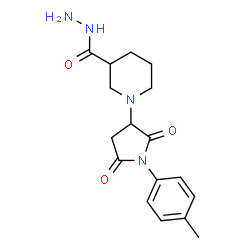 ChemSpider 2D Image | 1-[1-(4-Methylphenyl)-2,5-dioxo-3-pyrrolidinyl]-3-piperidinecarbohydrazide | C17H22N4O3