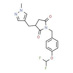 ChemSpider 2D Image | 1-[4-(Difluoromethoxy)benzyl]-3-[(1-methyl-1H-pyrazol-4-yl)methyl]-2,5-pyrrolidinedione | C17H17F2N3O3