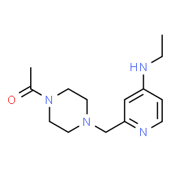 ChemSpider 2D Image | 1-(4-{[4-(Ethylamino)-2-pyridinyl]methyl}-1-piperazinyl)ethanone | C14H22N4O