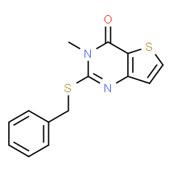 ChemSpider 2D Image | 2-(Benzylsulfanyl)-3-methylthieno[3,2-d]pyrimidin-4(3H)-one | C14H12N2OS2