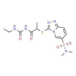 ChemSpider 2D Image | 2-{[6-(Dimethylsulfamoyl)[1,2,4]triazolo[4,3-a]pyridin-3-yl]sulfanyl}-N-(ethylcarbamoyl)propanamide | C14H20N6O4S2