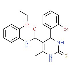 ChemSpider 2D Image | 4-(2-Bromophenyl)-N-(2-ethoxyphenyl)-6-methyl-2-thioxo-1,2,3,4-tetrahydro-5-pyrimidinecarboxamide | C20H20BrN3O2S
